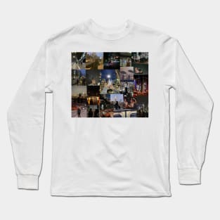 city night life aesthetic collage Long Sleeve T-Shirt